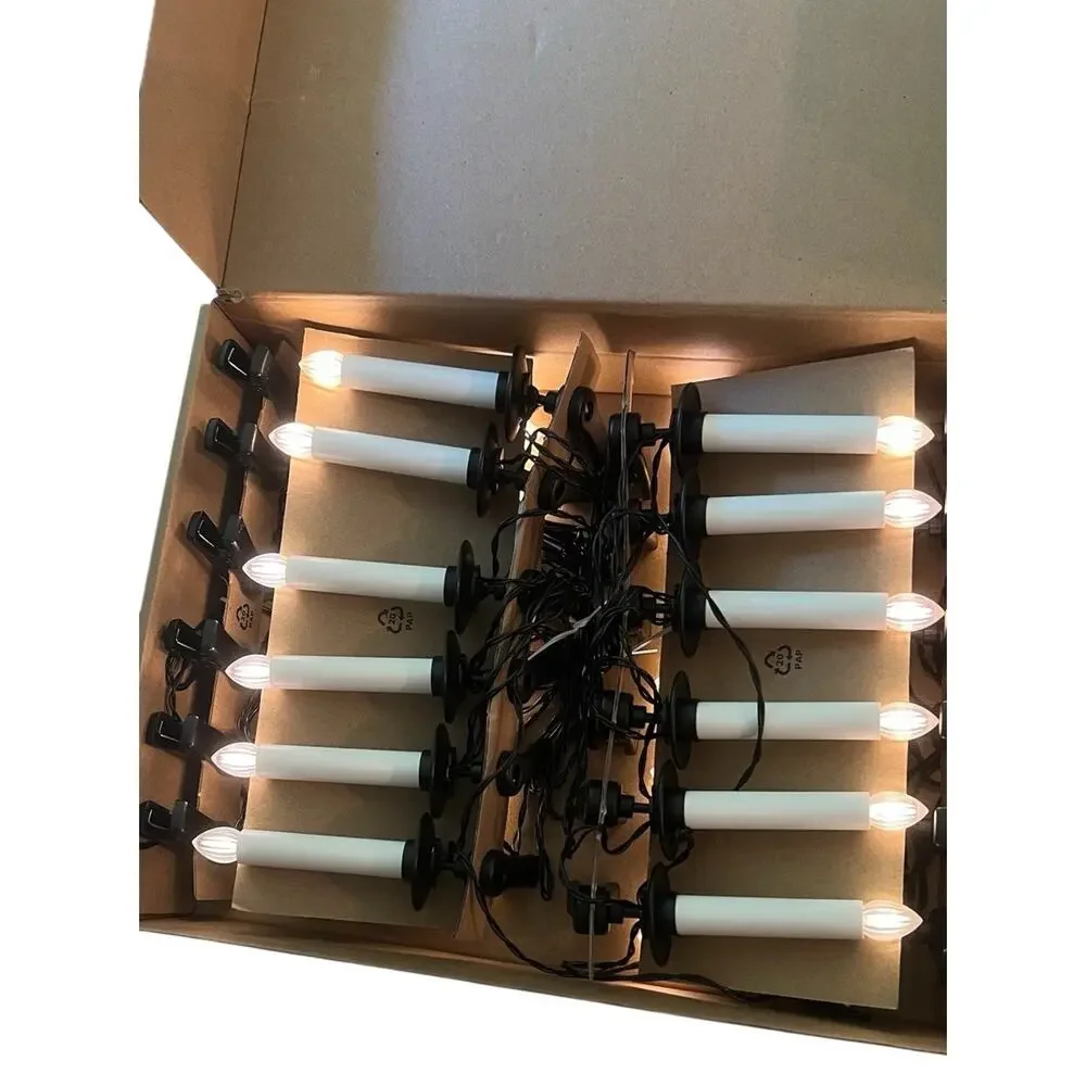 NEW IKEA STRALA LED Lighting Chain With 24 Light Candles Shaped Bulb With Clips